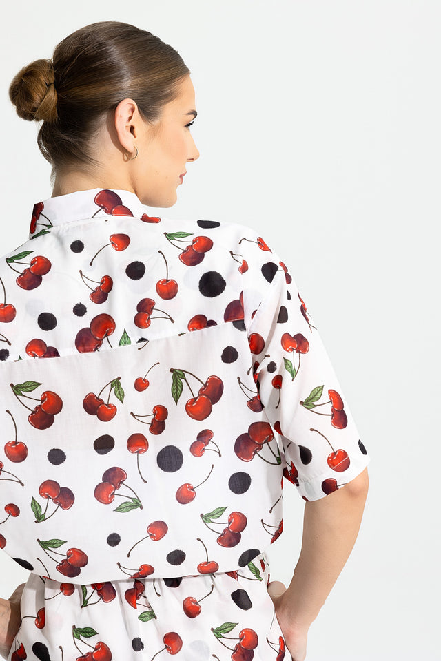 Organic Cotton Shorts Set Cherry Print