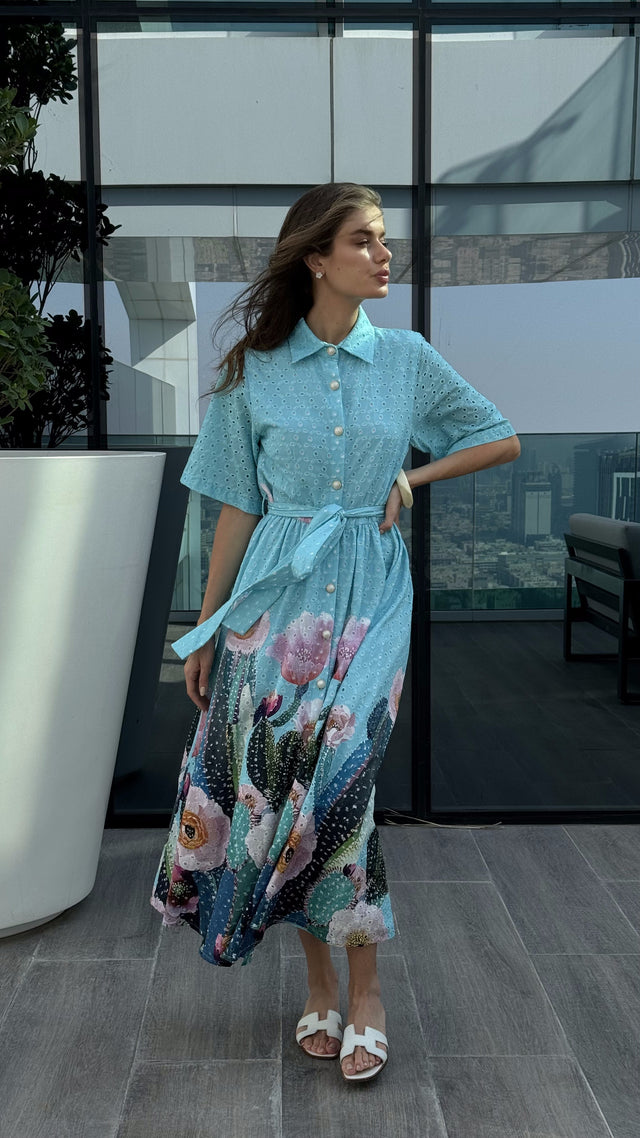 Azure Bloom Long Dress