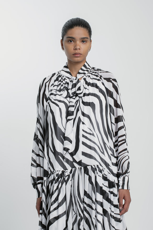 Chiffon Zebra Dress