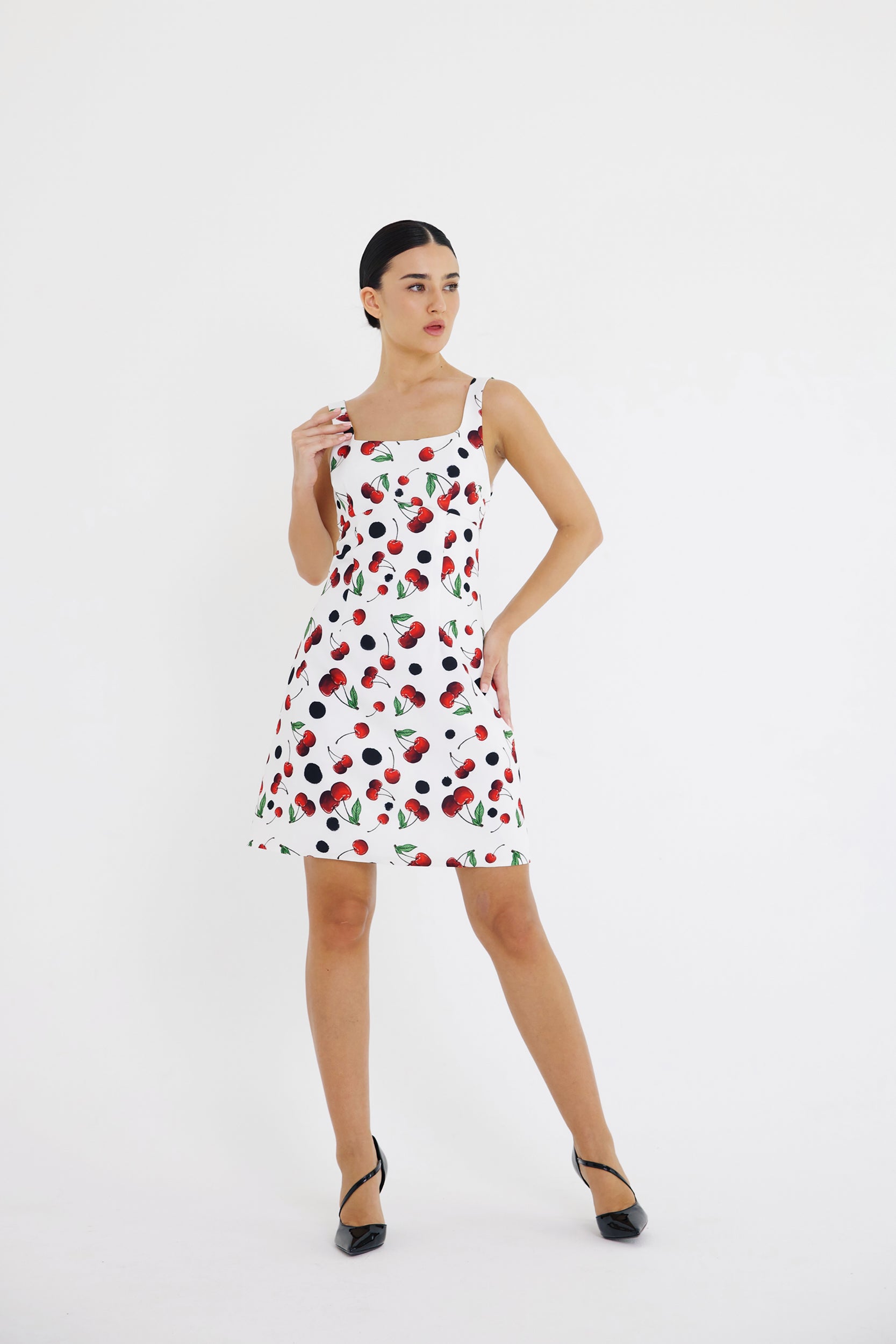 Mini A-line Dress Cherry Print XS Mini A-line Dress Cherry Print XS