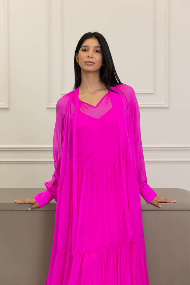 Silk Mirage Fuchsia Dress