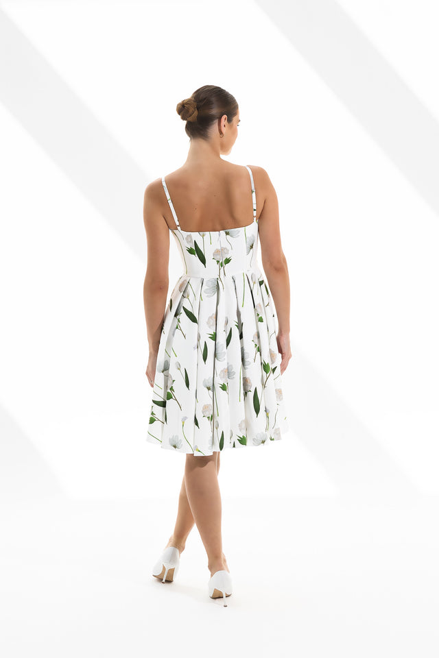 Above-Knee Dress Fleurs Blanches Print