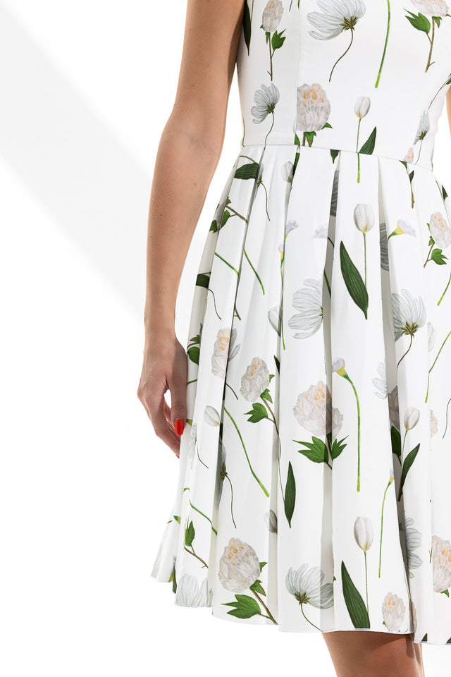 Above-Knee Dress Fleurs Blanches Print