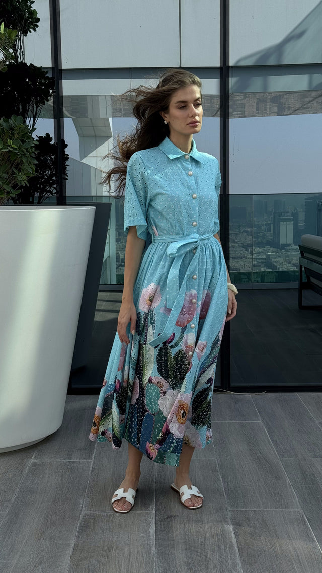 Azure Bloom Long Dress