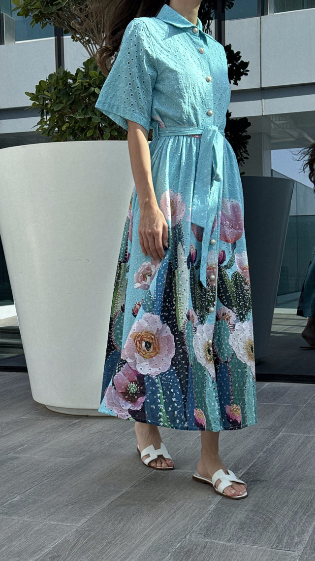 Azure Bloom Long Dress