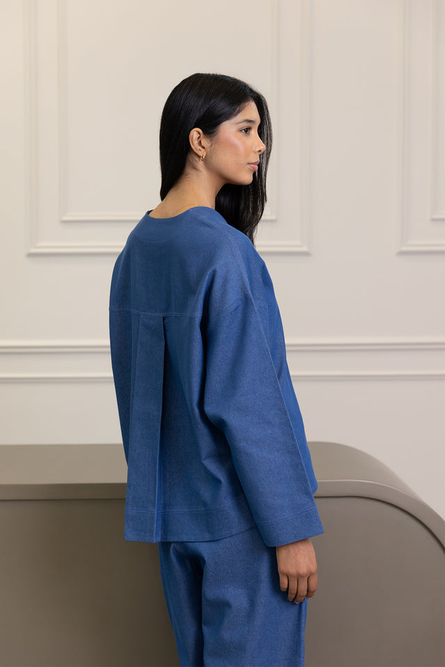 Light Denim Pearl Detail Set