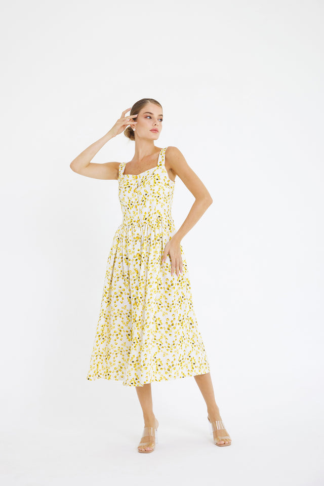 Linen Yellow Aspen-Leaf Dress