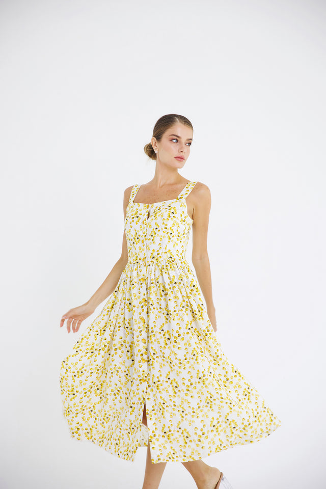 Linen Yellow Aspen-Leaf Dress