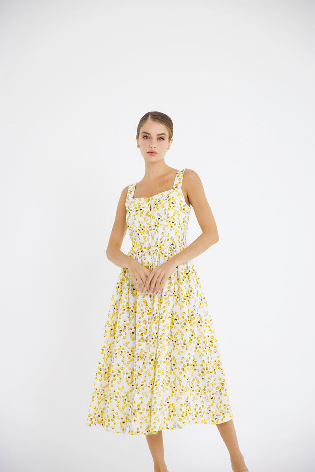 Linen Yellow Aspen-Leaf Dress