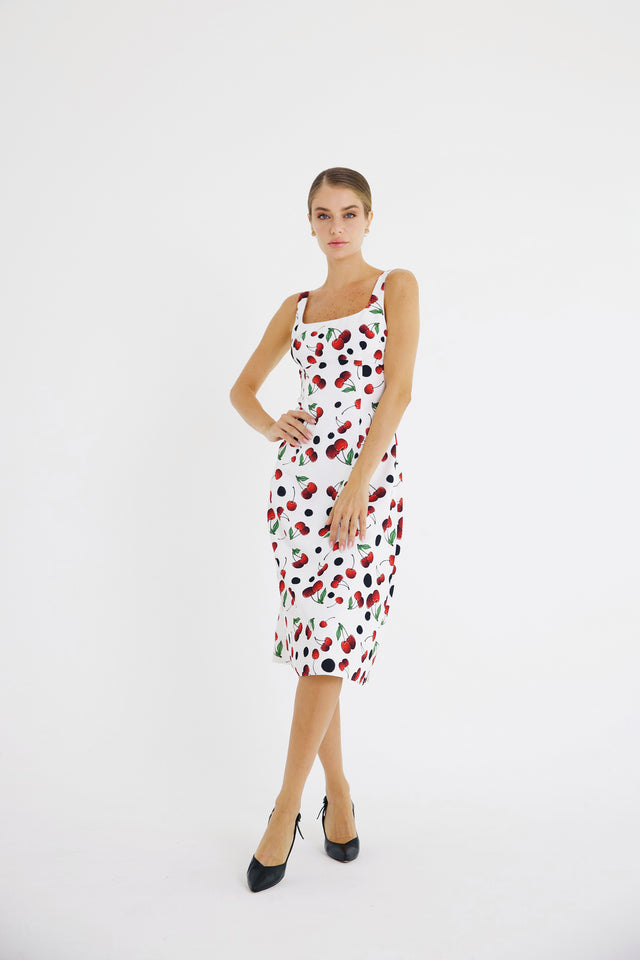 Midi Dress Cherry Print