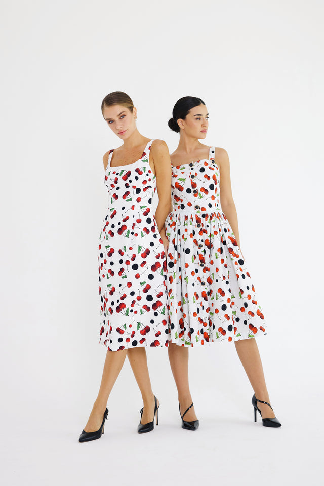 Midi Dress Cherry Print