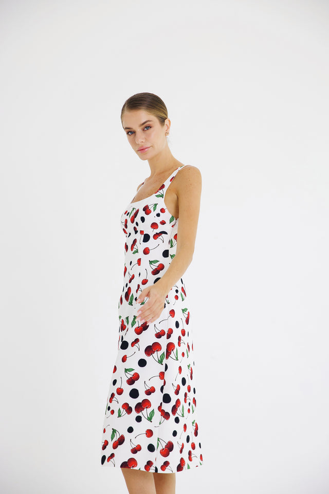 Midi Dress Cherry Print