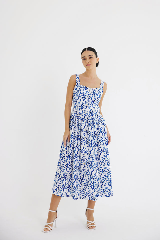 Linen Blue Aspen-Leaf Dress