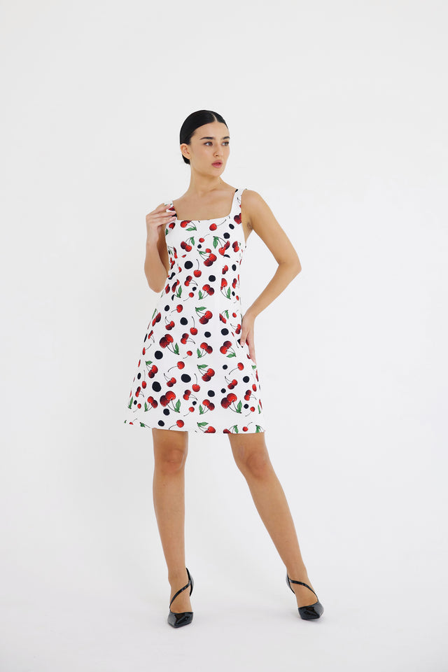 Mini A-line Dress Cherry Print