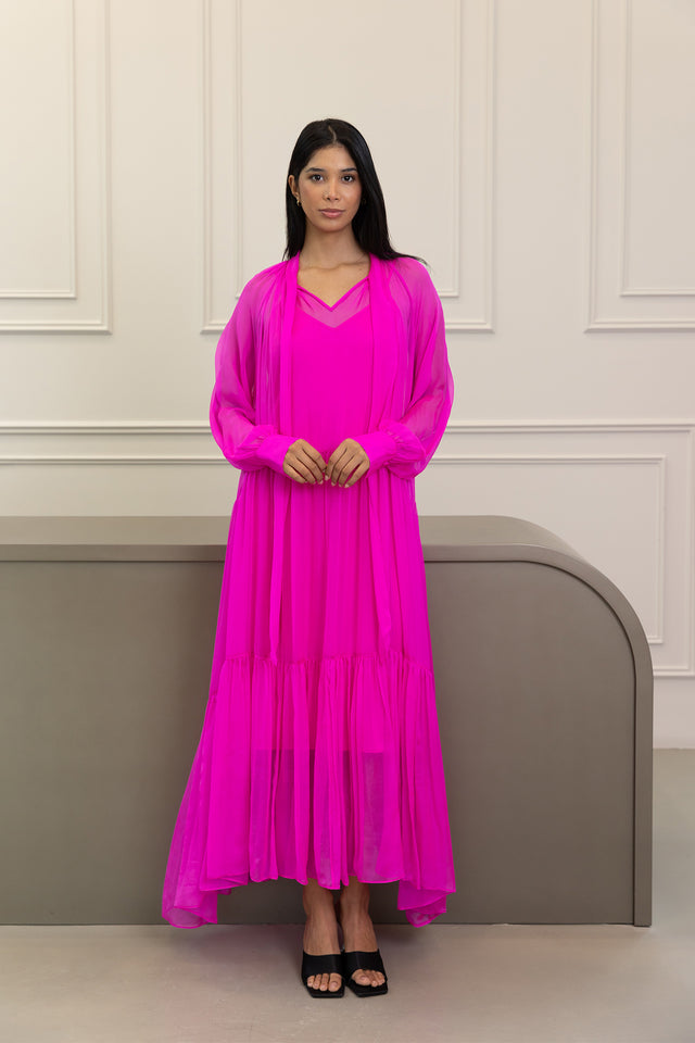 Silk Mirage Fuchsia Dress