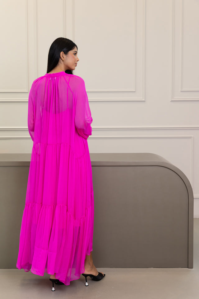 Silk Mirage Fuchsia Dress