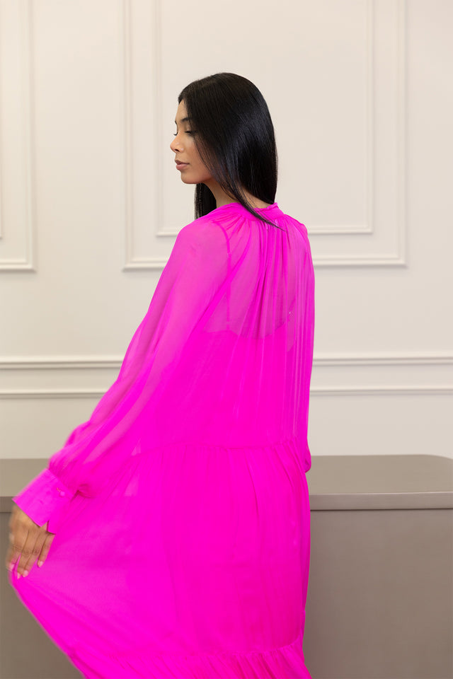 Silk Mirage Fuchsia Dress